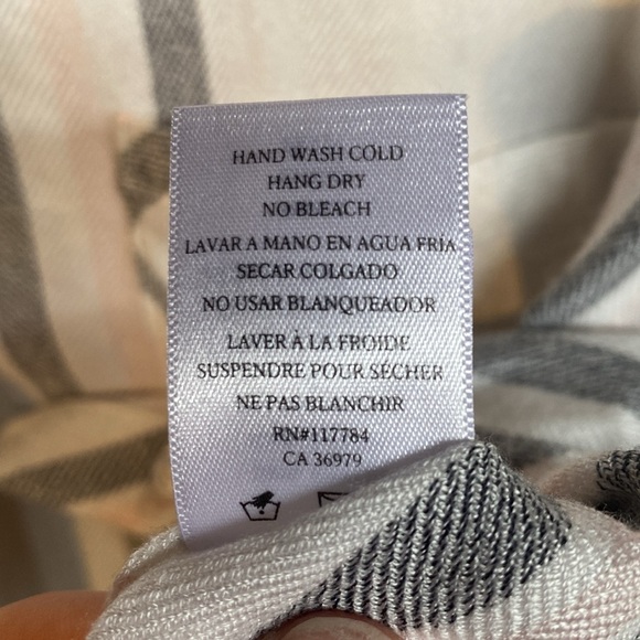 Rails Hunter Cabincore Plaid L/S Button Down Cream Pink Gray Crop Flannel SMALL - Picture 7 of 8